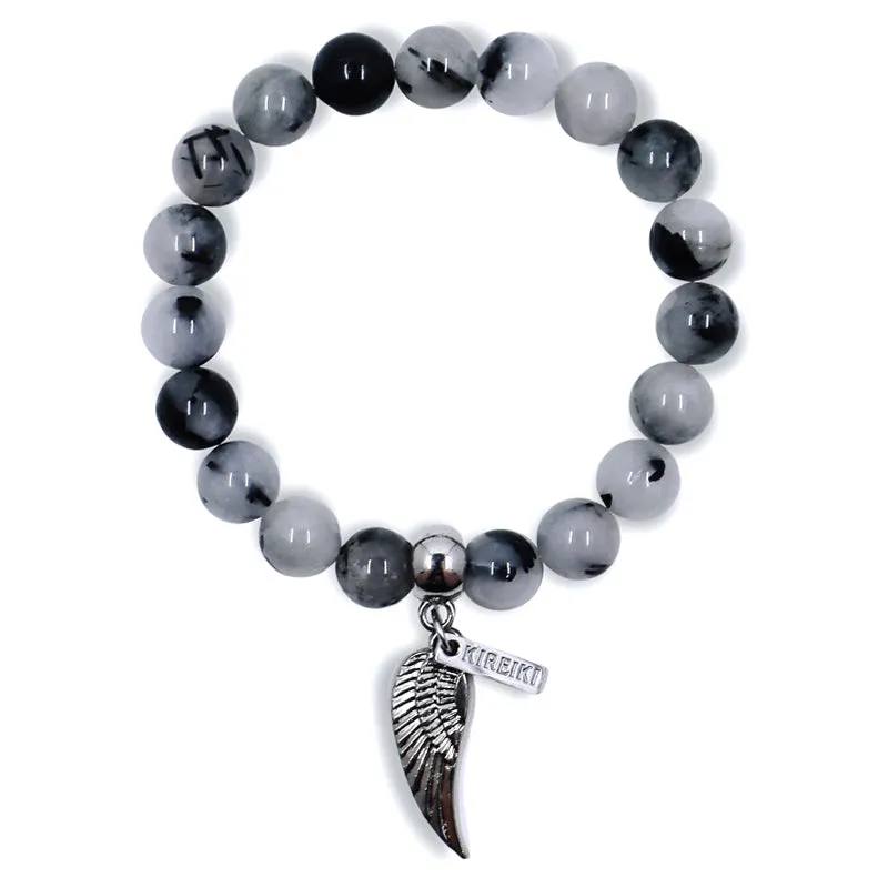 Tourmalated Quartz Gemstone Strength Charm Bracelet