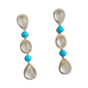 Turquoise and Moonstone Earrings