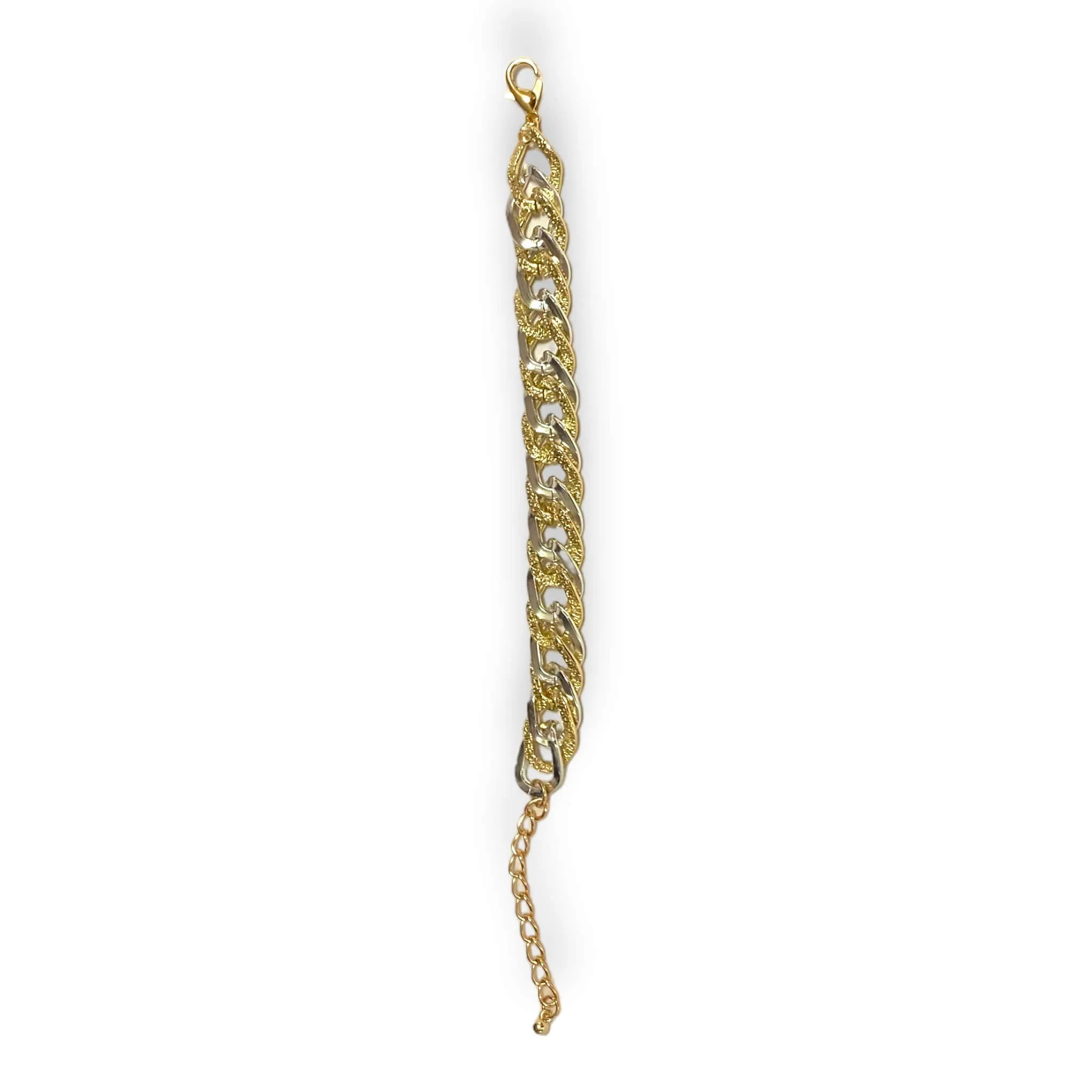 Two Tone Chunky Link Bangle Bracelet