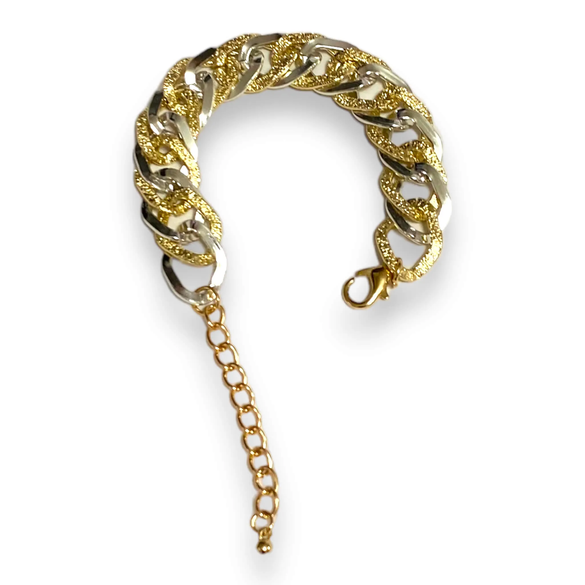 Two Tone Chunky Link Bangle Bracelet