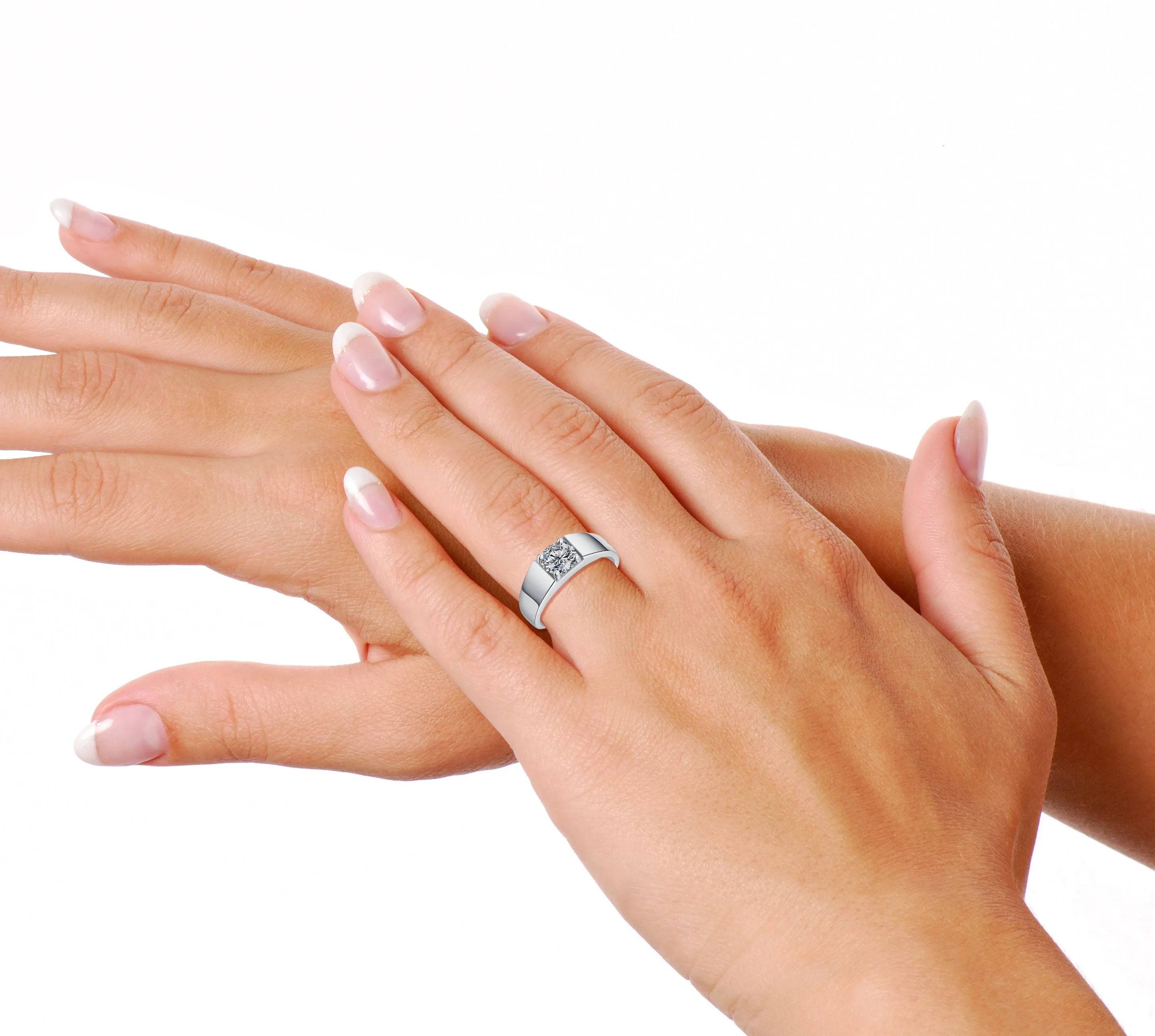 Vilette Moissanite Flush Set Solitaire Engagement Adjustable Ring