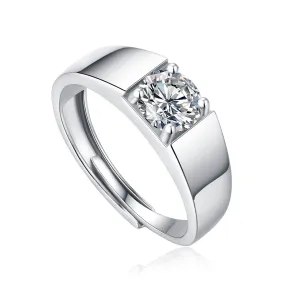Vilette Moissanite Flush Set Solitaire Engagement Adjustable Ring
