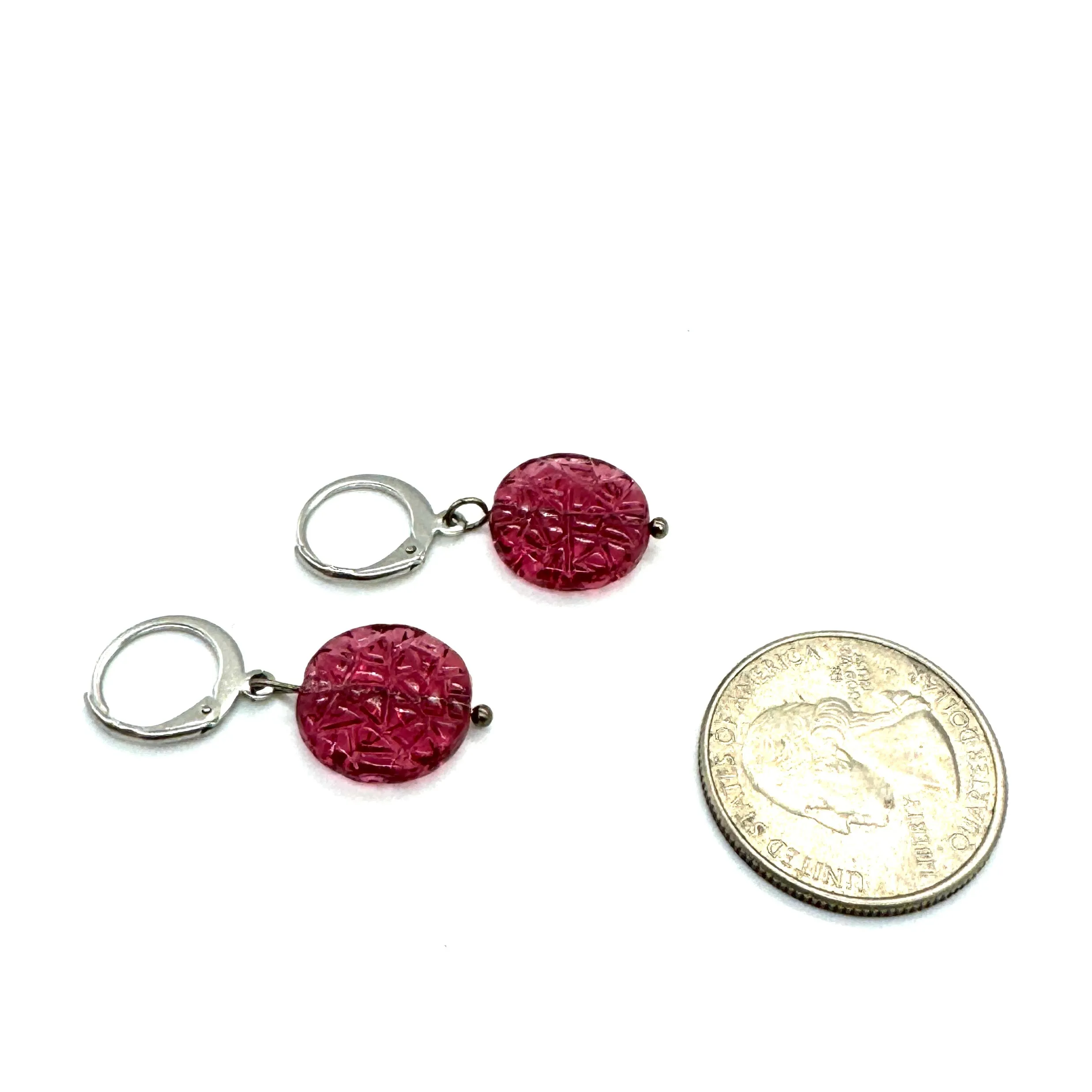 Vintage Etched Glass Earrings