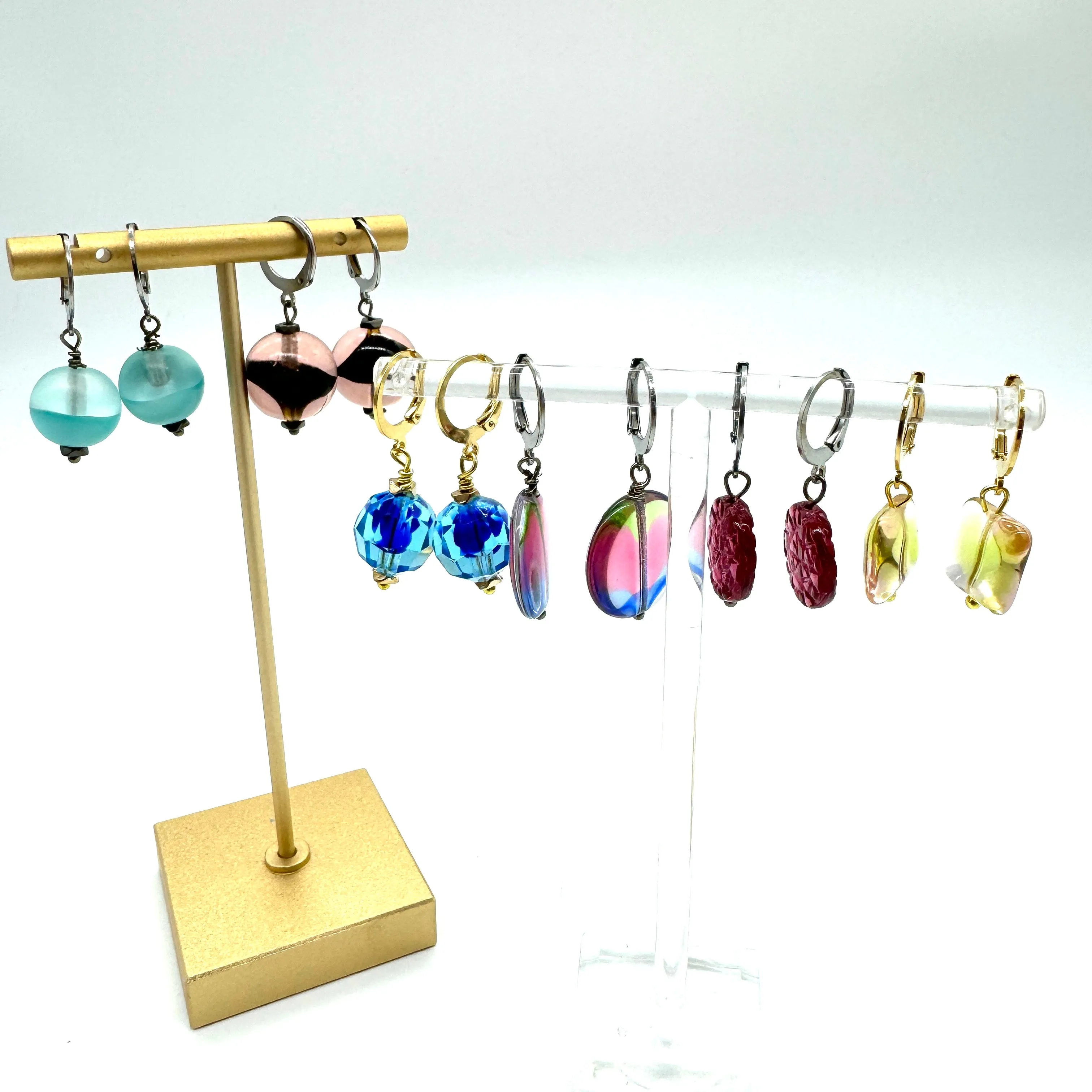 Vintage Etched Glass Earrings