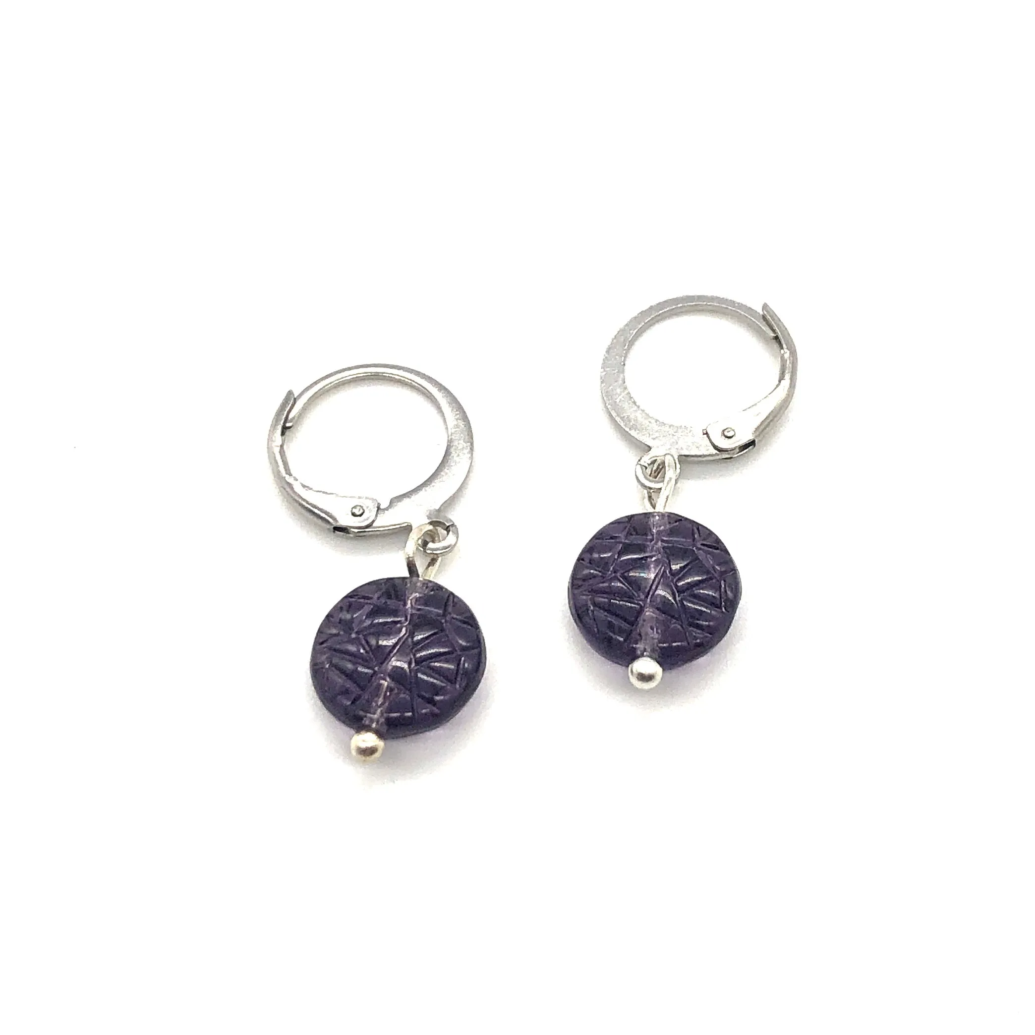 Vintage Etched Glass Earrings