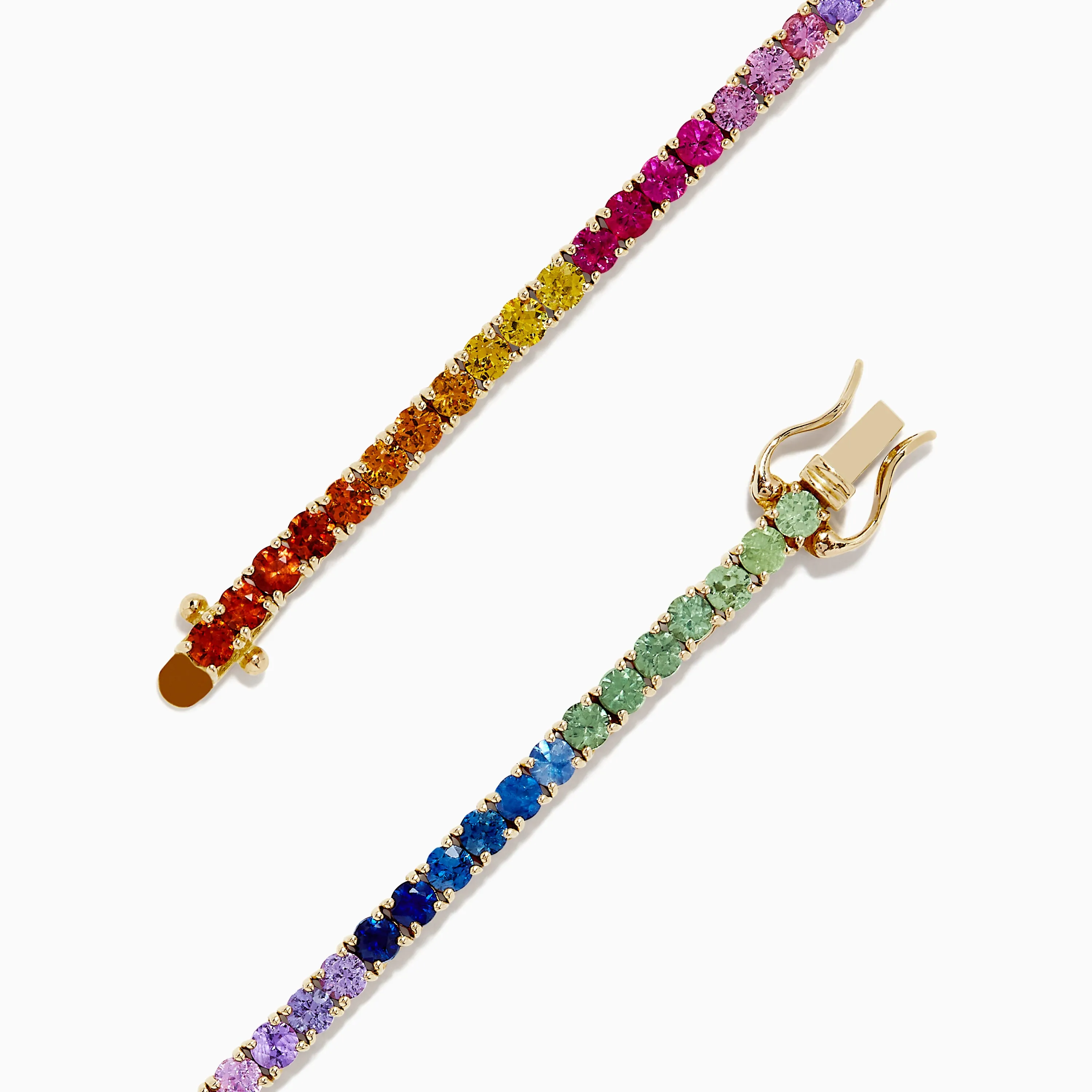 Watercolors 14K Yellow Gold Multi Sapphire Tennis Bracelet, 5.51 TCW