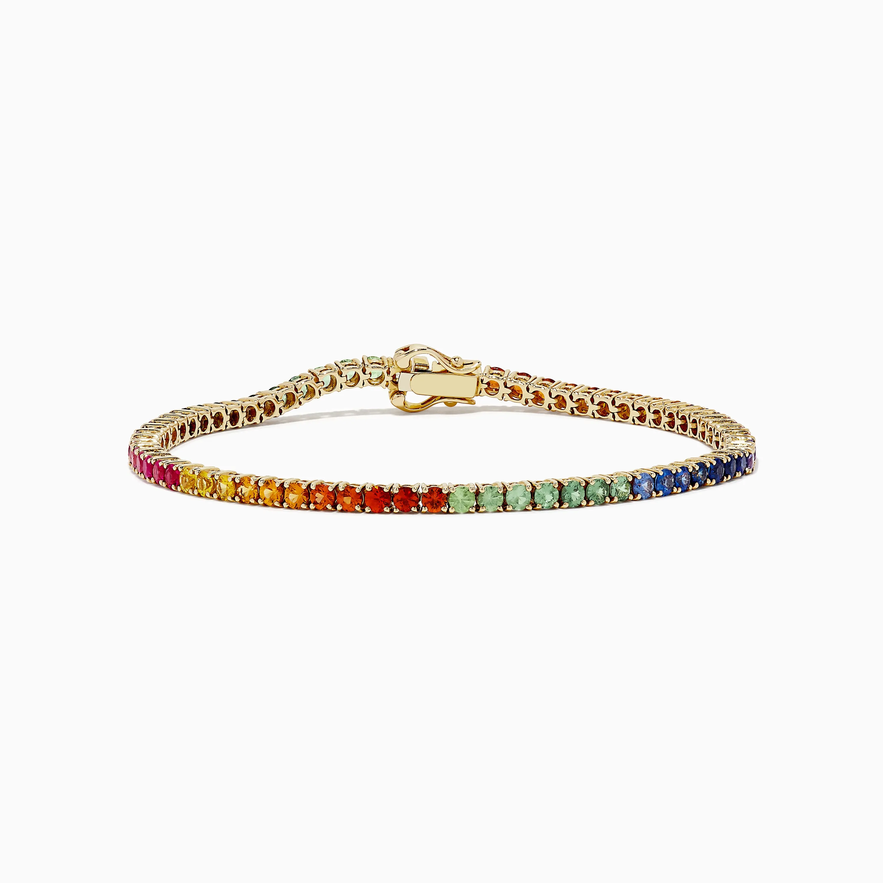 Watercolors 14K Yellow Gold Multi Sapphire Tennis Bracelet, 5.51 TCW