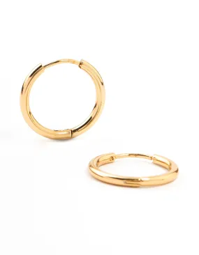 Waterproof Gold Plated Stainless Steel Thin Clicker Earrings 18 MM