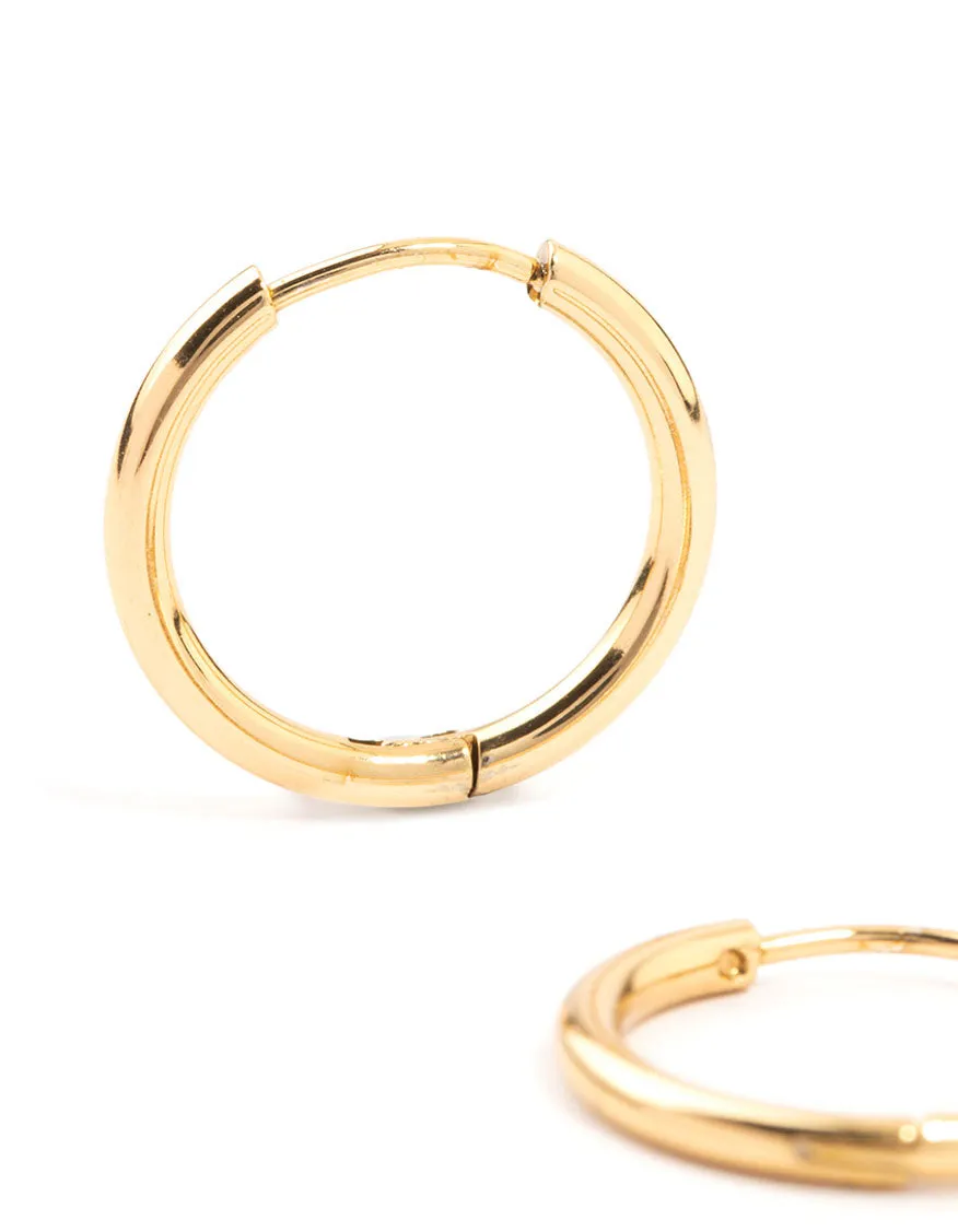 Waterproof Gold Plated Stainless Steel Thin Clicker Earrings 18 MM