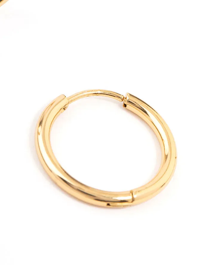 Waterproof Gold Plated Stainless Steel Thin Clicker Earrings 18 MM