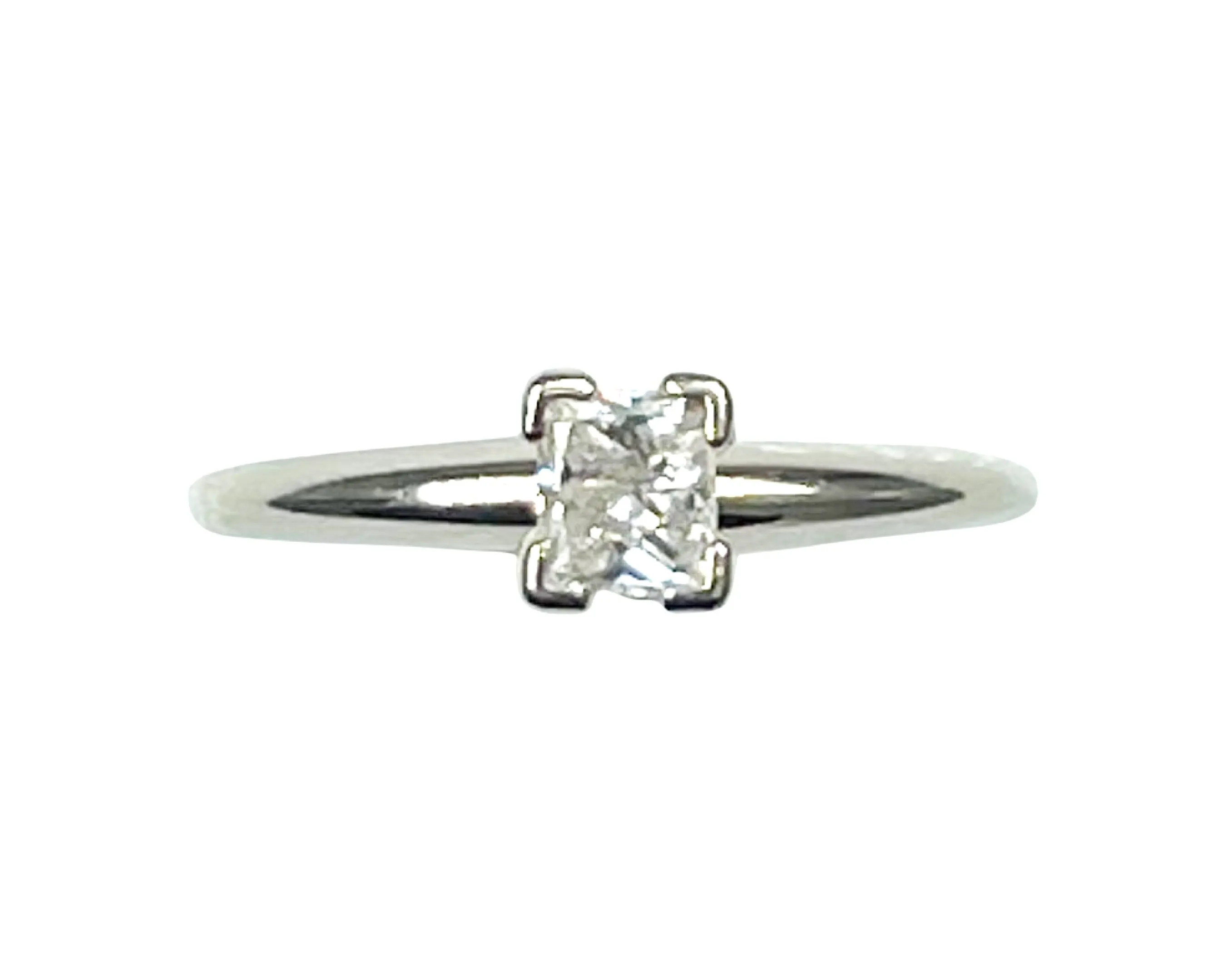 White Gold Princess Cut Diamond Ring (Authentic Pre-Owned)