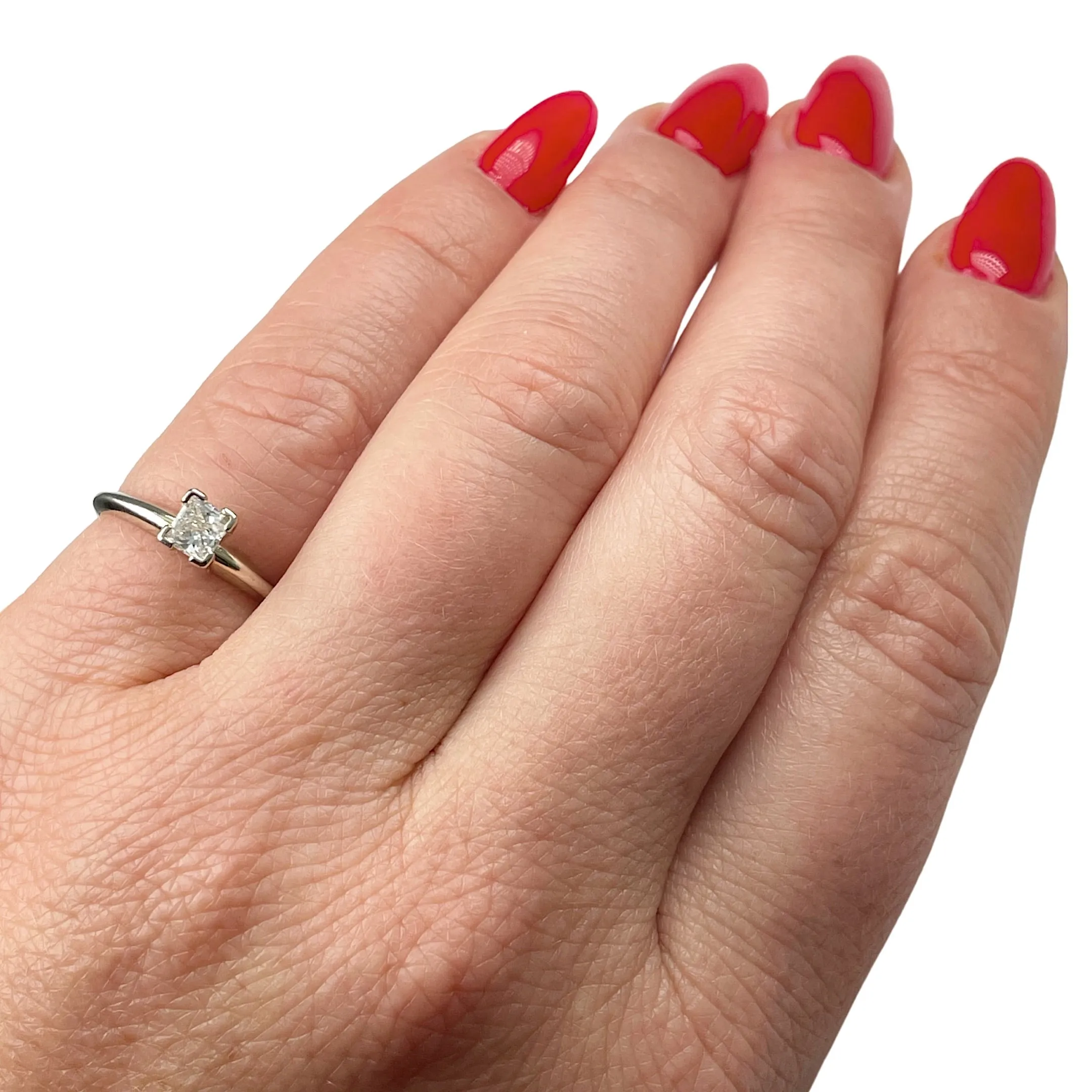 White Gold Princess Cut Diamond Ring (Authentic Pre-Owned)