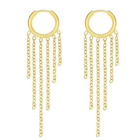 Women’s Tassel Hoop Earrings Stainless Steel Huggie Style