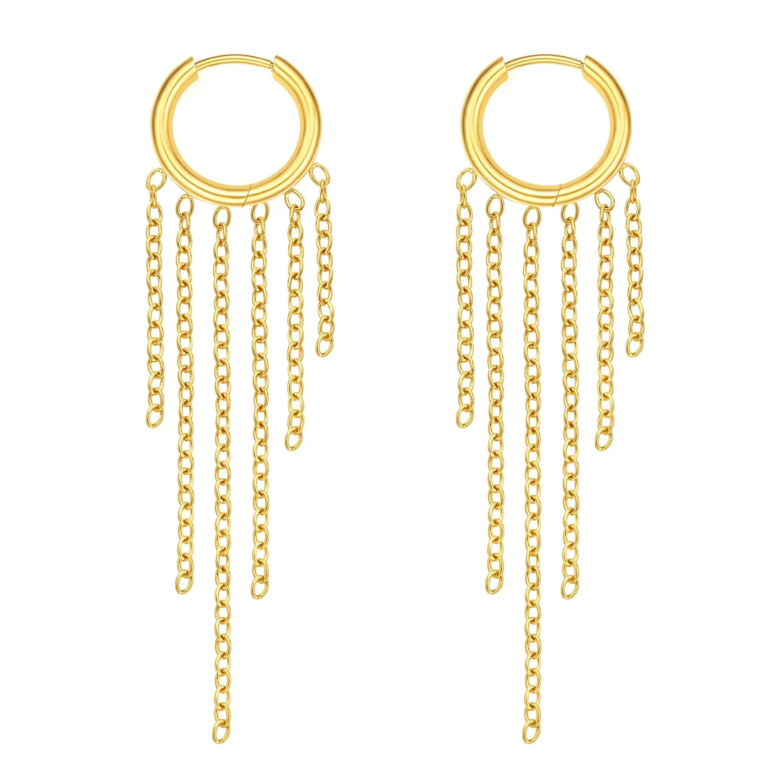 Women’s Tassel Hoop Earrings Stainless Steel Huggie Style