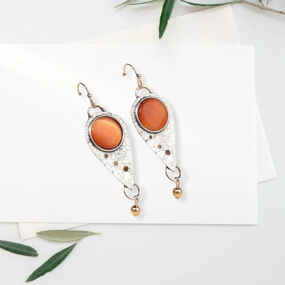 Wonderful orange moonstone inspired vintage drop earrings