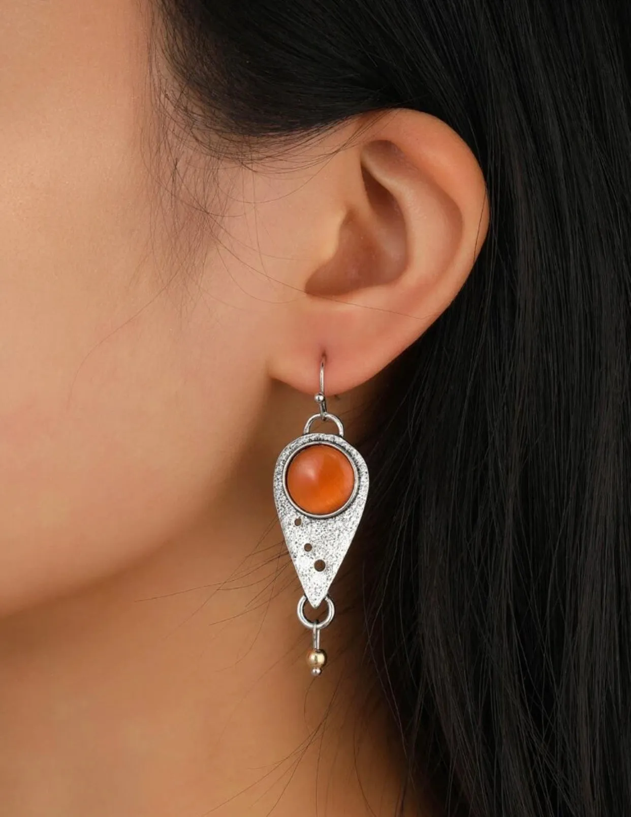 Wonderful orange moonstone inspired vintage drop earrings