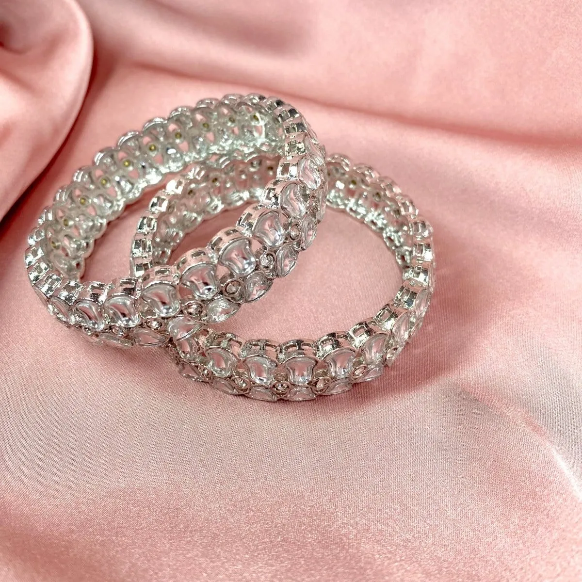 Zaina Chunky Silver Kada Bangles