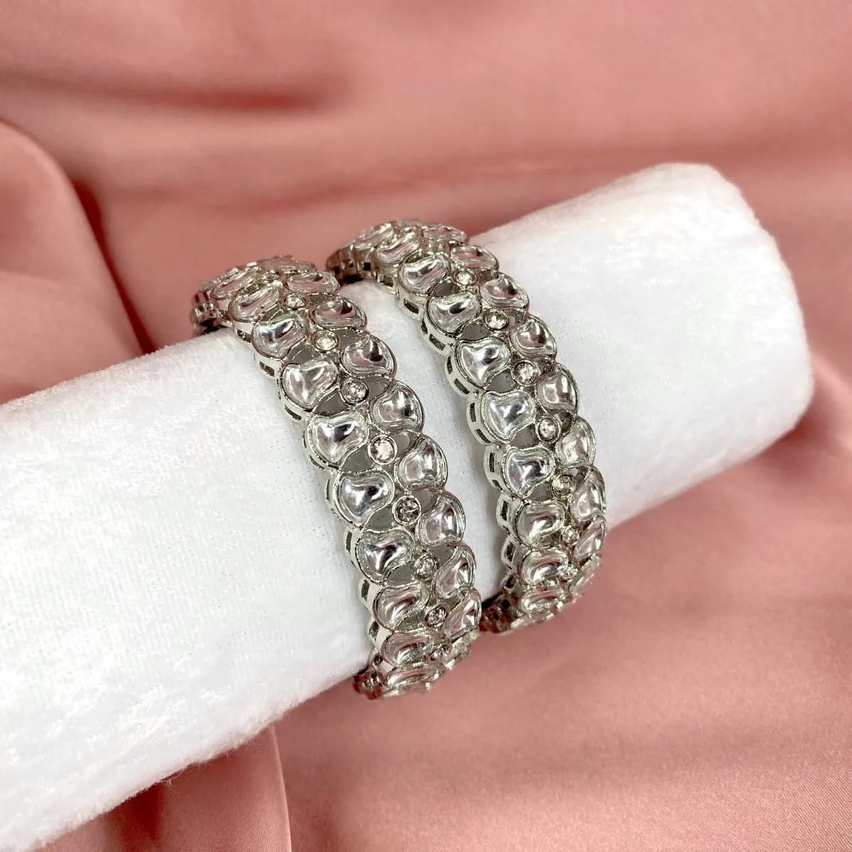 Zaina Chunky Silver Kada Bangles