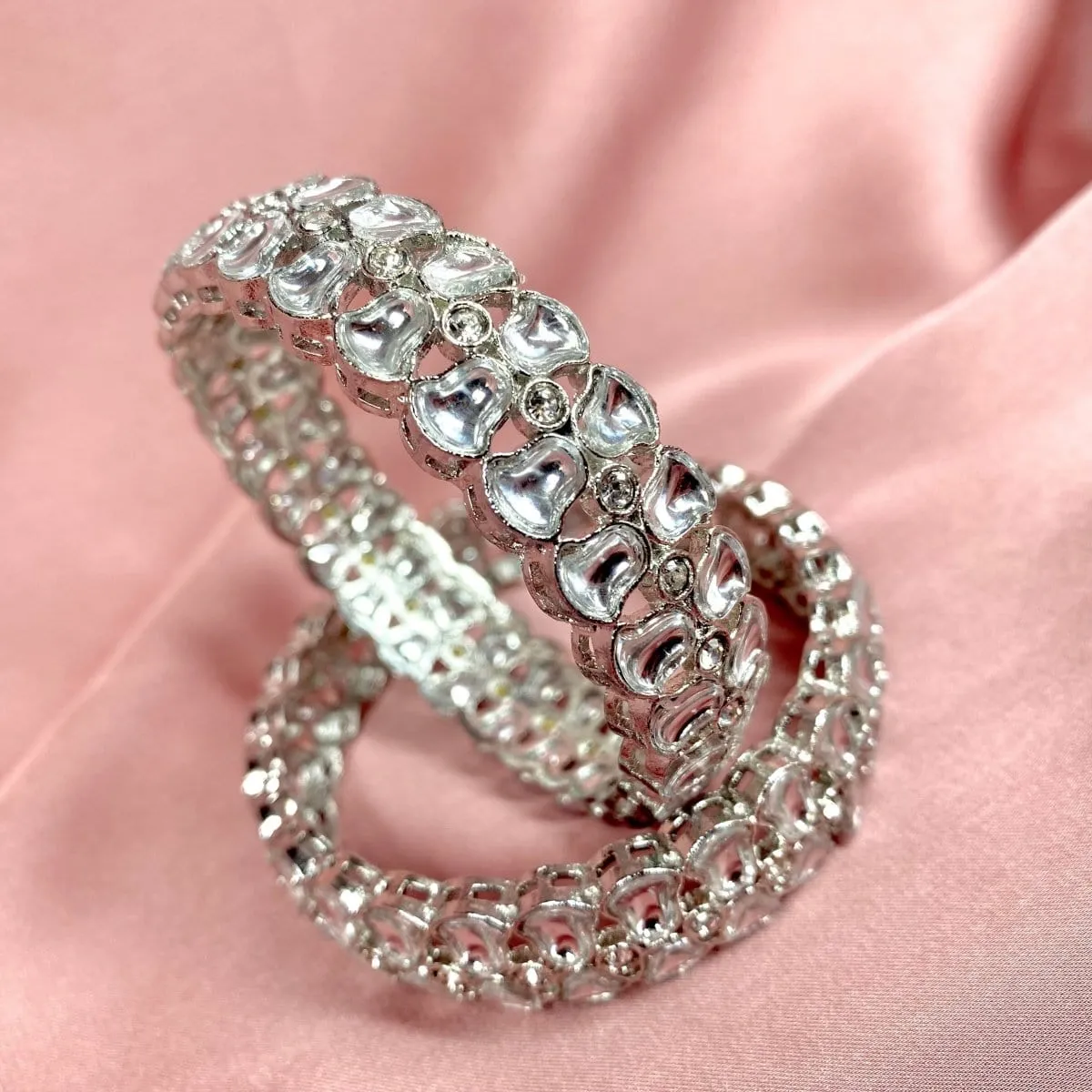 Zaina Chunky Silver Kada Bangles
